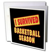 3dRose I Survived Basketball Season Survial Pride And Humor Design - Greeting Card, 6 by 6-inch