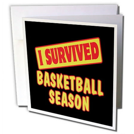 3dRose I Survived Basketball Season Survial Pride And Humor Design - Greeting Card, 6 by 6-inch