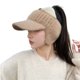 thumbnail image 1 of Gorro de punto para mujer, con cola de caballo y moño alto, elástico, de invierno, grueso, cálido, con visera y ala, gorro de crochet, 1 of 5