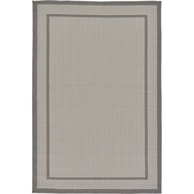 Unique Loom Outdoor Collection Transitional Indoor & Outdoor Casual Solid Tonal Border Area Rug, 3 Feet 3 Inch x 5 Feet, Gray/Dark Gray