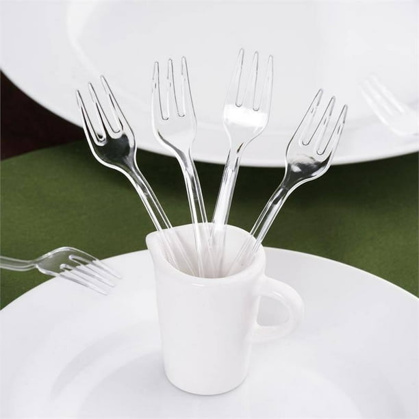 BalsaCircle 36 Pieces 4" Clear Disposable Plastic Dessert Forks Wedding