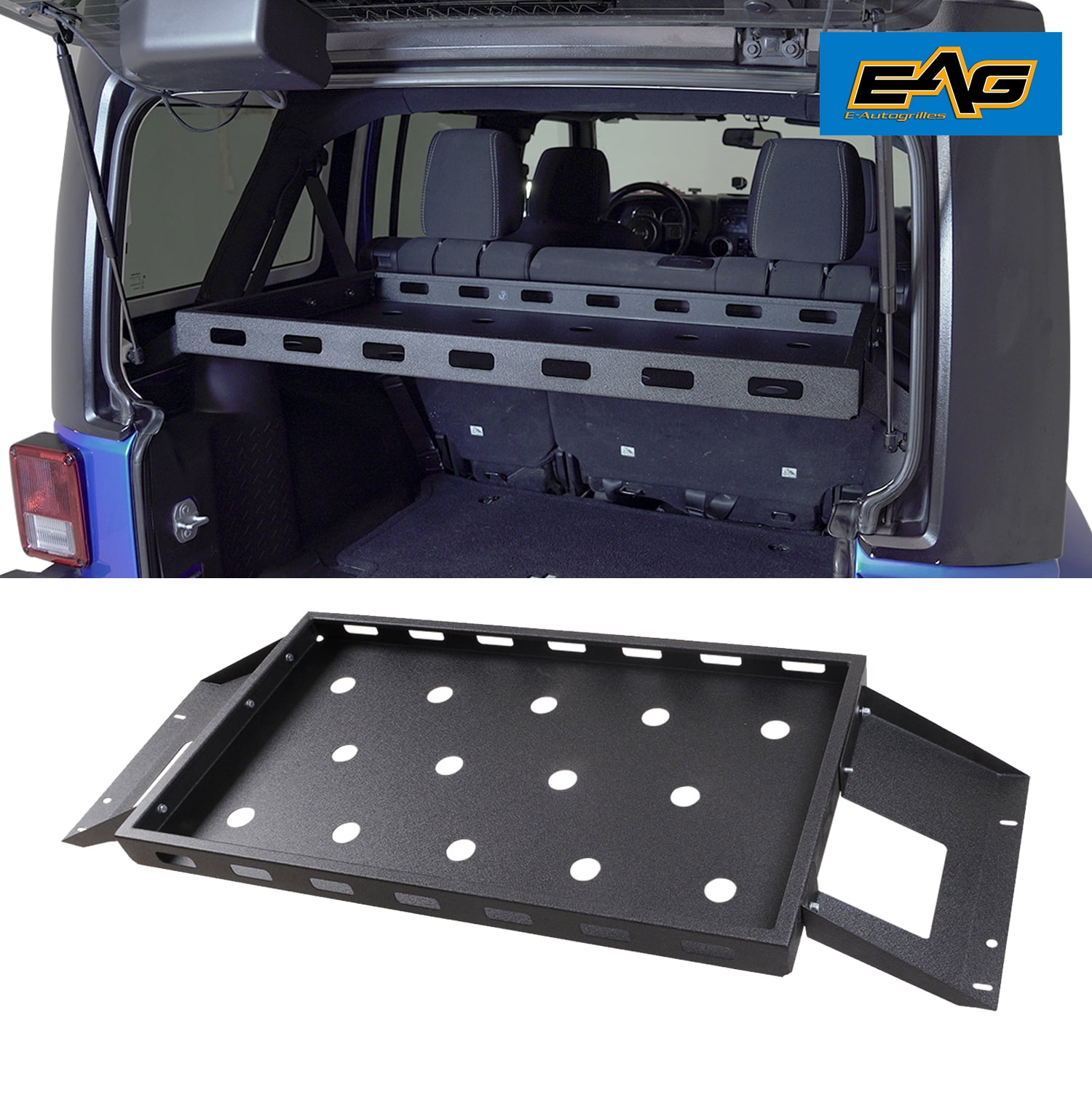 EAG Interior Rear Cargo Basket Rack Luggage Storage Carrier Fit for 20072018 Wrangler JK 4 Door