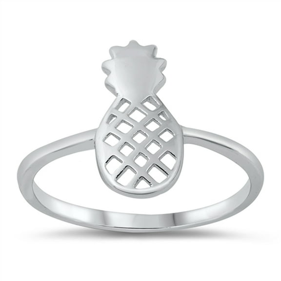 Pineapple High Polished Ring .925 Sterling Silver Band Jewelry Female Male Unisex Size 8