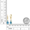 thumbnail image 3 of Gem Stone King 18K Yellow Gold Plated Silver Swiss Blue Topaz and White Lab Grown Diamond Dangle Earrings for Women (5.24 Cttw, Oval Checkerboard 9X7MM), 3 of 4