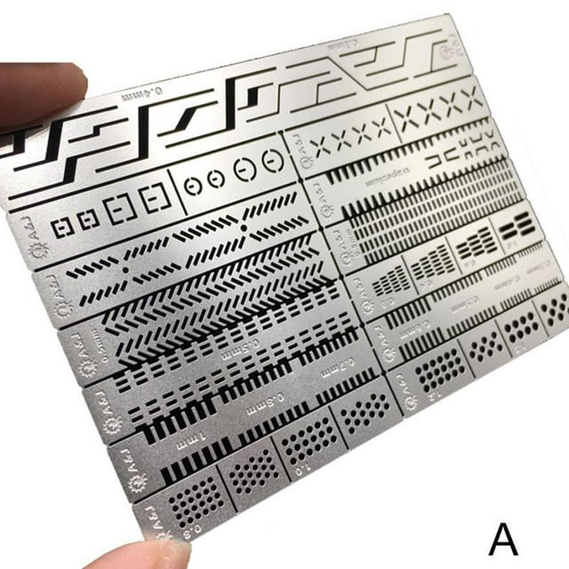 4 In 1 Chip-shaped Scoring Auxiliary Ruler Tool Drill Model Tool Craft Tools Engraved Details X5F8