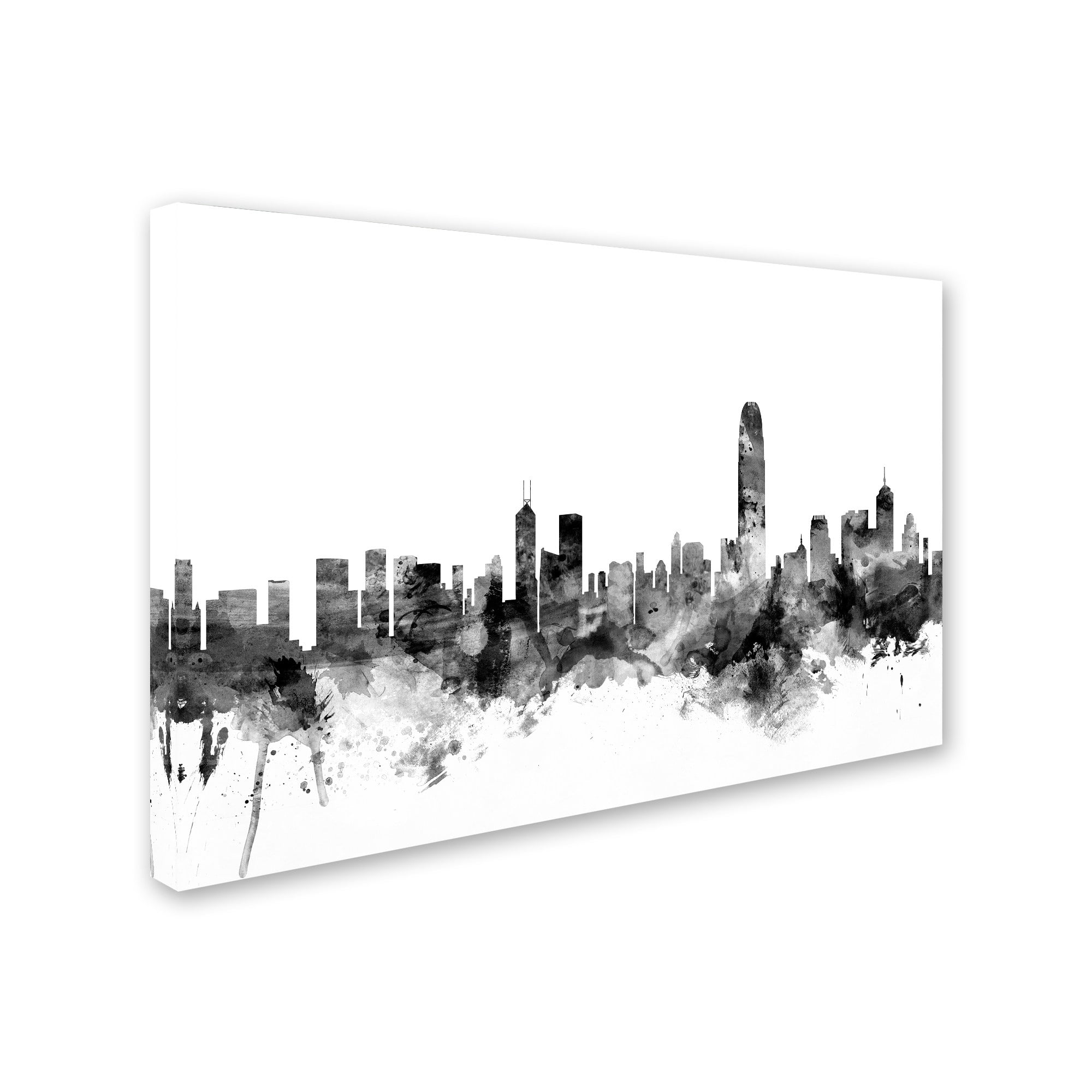 Trademark Fine Art "Hong Kong Skyline B&W" Canvas Art by Michael Tompsett