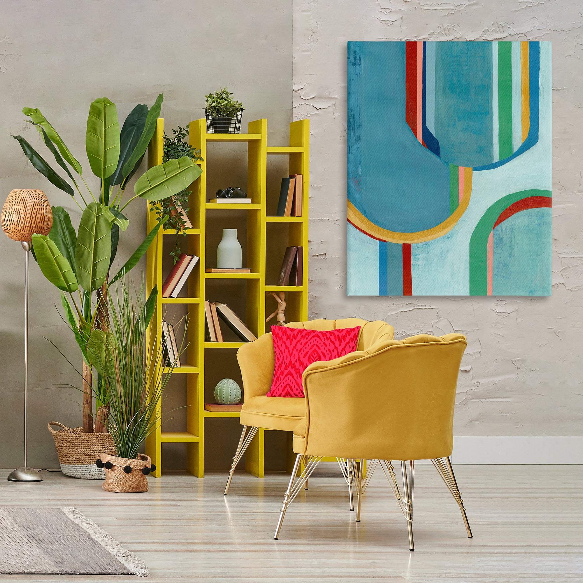 Stupell Industries Blue Striped Arches Abstract Painting Gallery Wrapped Canvas Art Print Wall Art, 36 x 48
