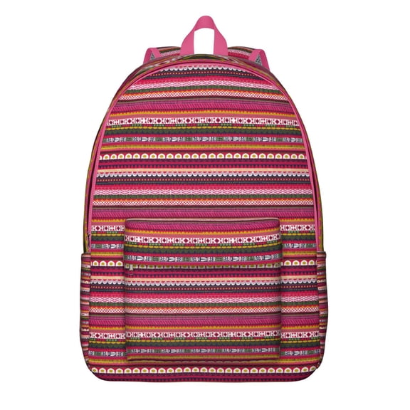 Vintage Ethnic College Backpack for Students, Lightweight Waterproof Daypack with Double Zippers and Reinforced Straps