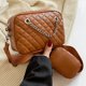 thumbnail image 5 of Bolso bandolera de moda con cadena bordada en forma de rombo para viajes (marrón), 5 of 8