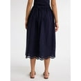 thumbnail image 3 of Free Assembly Women's and Women's Plus Cotton Eyelet Midi Skirt, Sizes XS-4X, 3 of 5