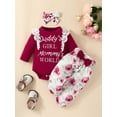 thumbnail image 2 of Baby Girls Clothes Fall/Winter Daddy's Girl Infant Newborn Outfits Long Sleeve Lace Ruffle Romper Pants Headband Set, 2 of 8