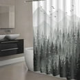 thumbnail image 3 of Misty Forest Shower Curtain Set Nature Tree Mountain Woodland Decorative Bathroom Bath Curtain Decor 72" x 72" with 12 Hooks, 3 of 7