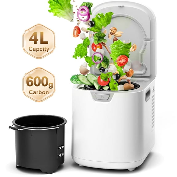 Kissair Smart Electric Composter for Kitchen, 4L Large Capacity Odorless Quiet Indoor Compost Bin 3-5 Hours Food Waste Composting for Gardening