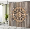 thumbnail image 5 of Ambesonne Wooden Shower Curtain, Nautical Ship Sea Wheel, 69"Wx70"L, Umber Brown, 5 of 5
