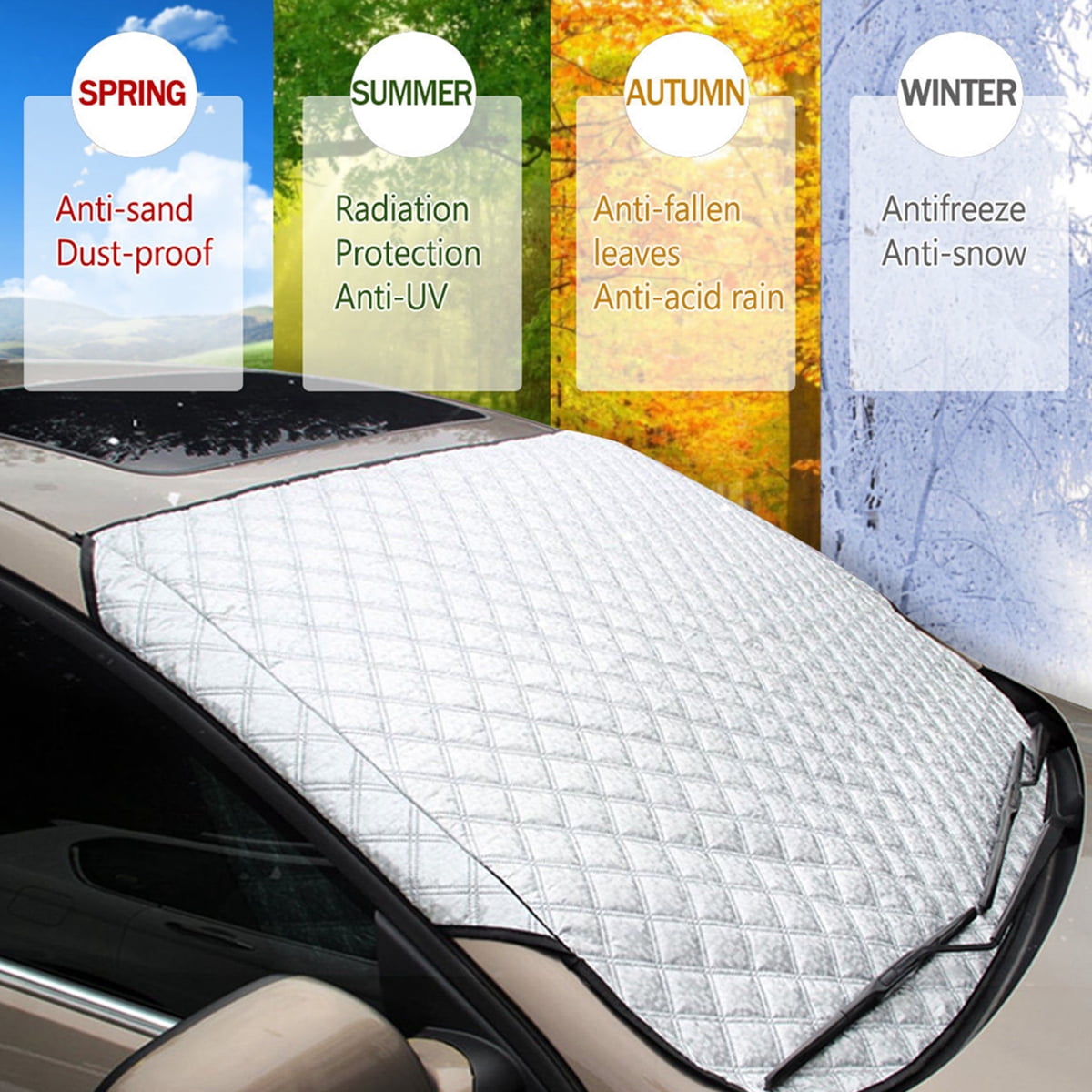 Anti-Theft Anti-UV for Windshield Winter Car Front Window Freehawk Car Window Sunshade Cover,Car Windshield Snow Cover,Car Snow Block Cover Antifreeze Type1