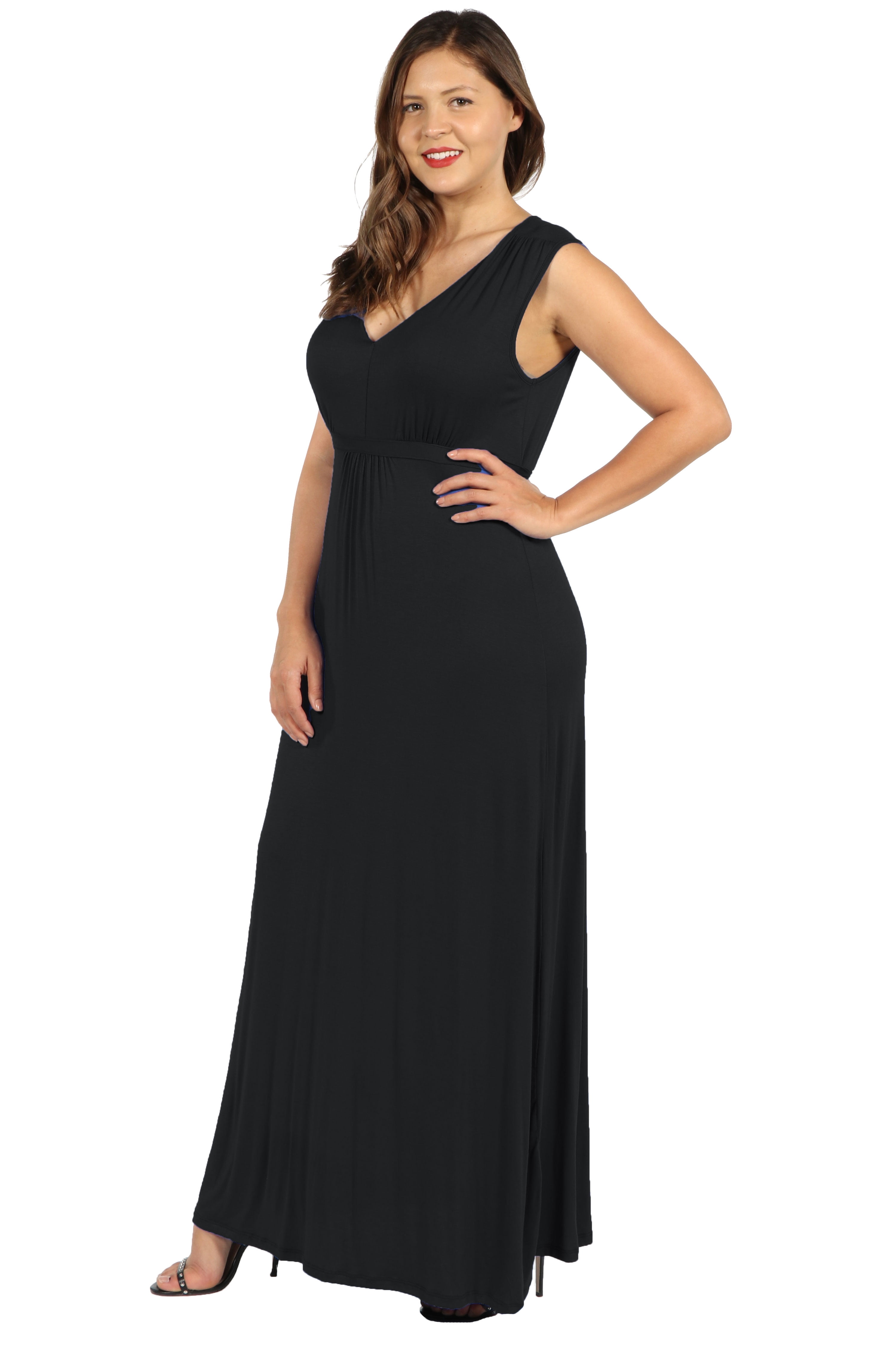 Women?s Plus Size Sleeveless Empire Waist Maxi Dress