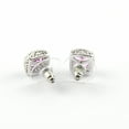 thumbnail image 3 of Gold Coast Pink Sapphire Cushion Cut Platinum Plated Halo Earrings, 3 of 5