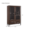 thumbnail image 3 of Miekor Furniture 60" Tall Display Cabinet with Tempered Glass Door, LED Lighting, Two Drawers, Modern Style Storage Cabinet for Living Room, Office & Study, Walnut 40768, 3 of 14