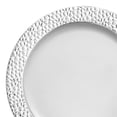 thumbnail image 3 of Smarty 10.25" White Silver Hammered Rim Round Plastic Dinner Plates 120ct, 3 of 7