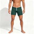 thumbnail image 4 of hlysgo Men's Swim Shorts 4 Inch Inseam Low Waist Running Shorts Yoga Gym Training Elastic Drawstring Beach Shorts with Pockets Army Green,M, 4 of 5