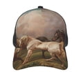 thumbnail image 3 of Lsque Three Horses Oil Painting Printed Trucker Hat - Baseball Cap for Men Women - Breathable Mesh Side, Adjustable Fit - for Casual Wear, 3 of 7