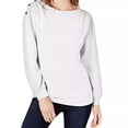 thumbnail image 2 of 1.STATE Womens Button Shoulder Sweatshirt, Off White, Small, 2 of 3