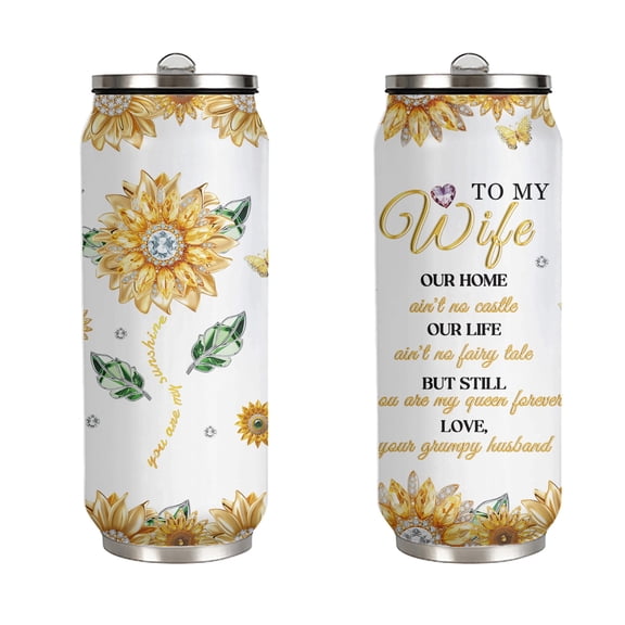 17oz to My Wife Tumbler - Stainless Steel Insulated Cup with Straw Lid - Romantic Gift for Her from Husband