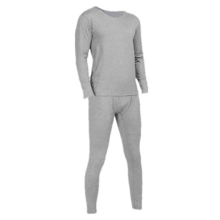 Mens Winter 100% Cotton Thermal Warm Fleece Lined Long Johns Underwear 2Pcs  Set 