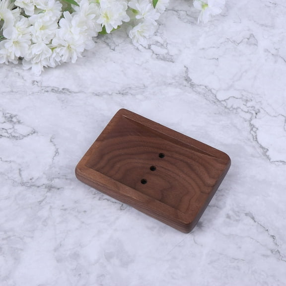 NICEXMAS 2Pcs Brown Wood Soap Dish for Bathrooms and Kitchens 10x14in