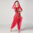 thumbnail image 6 of Girls Hot Pink Belly Dance Costume Set 5-13 Years, Complete Kit with Sequin Coin Accents, Harem Pants, Headscarf & Bracelets for Recitals,Size 7-9 T, 6 of 7