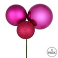 thumbnail image 2 of Vickerman 18" Fuchsia Ball Ornament Christmas Pick, Pack of 2, 2 of 2