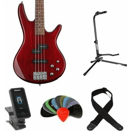 Ibanez Gio GSR200TR Bass Guitar Essentials Bundle - Transparent Red