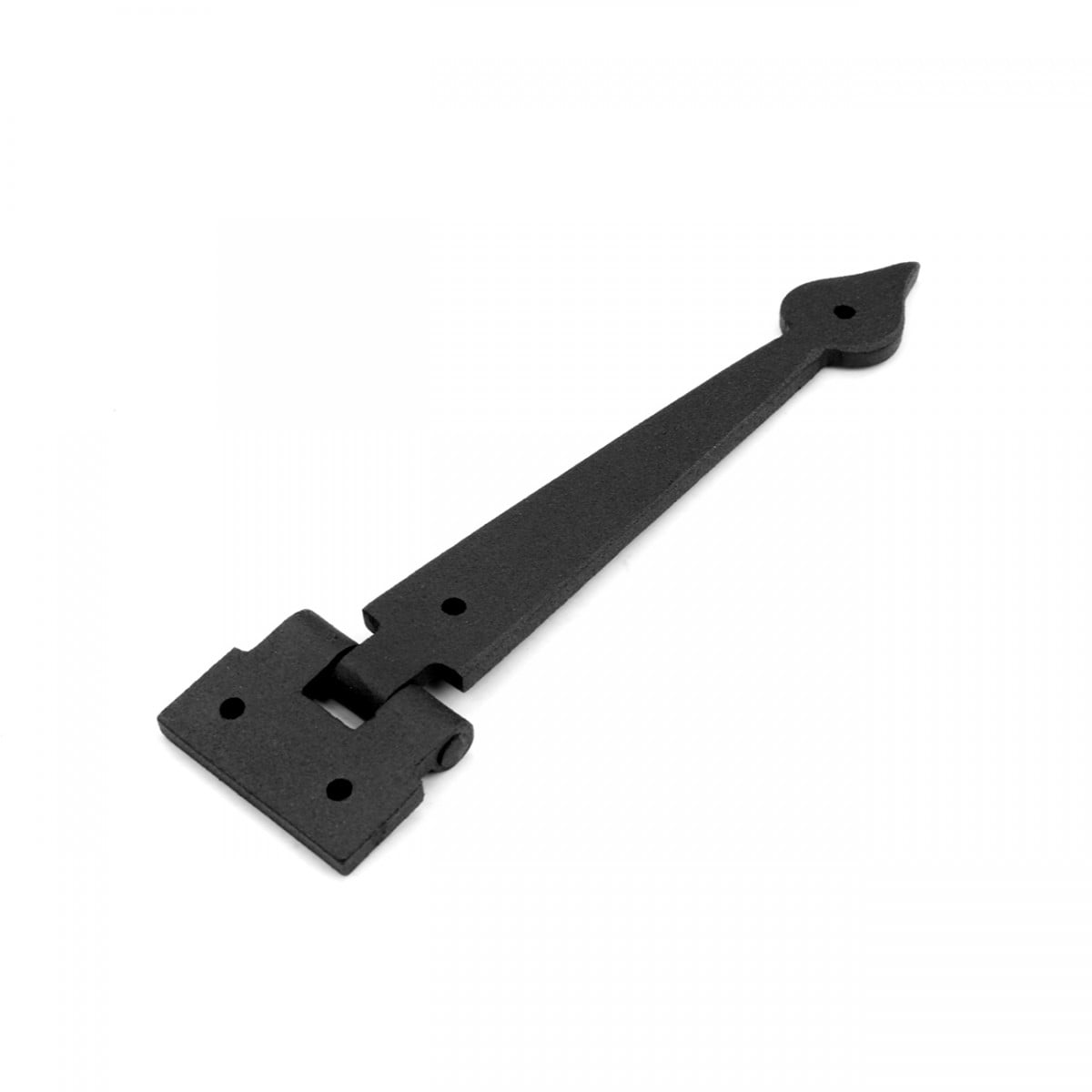Renovators Supply Black Wrought Iron Strap Hinge Pair 7-3/8 in Spear Tip Flush Mount Heavy Duty Strap Gate and Door Hinges w/Hardware
