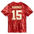 thumbnail image 3 of Girls Youth Patrick Mahomes Red Kansas City Chiefs Sequin V-Neck Fashion Jersey, 3 of 3