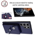 thumbnail image 6 of Wallet Case Compatible for Samsung Galaxy S24 Ultra with Card Holder, Rotation Finger Ring Kickstand Card Slots Case, Classic PU Leather Shockproof Magnetic Button Cover for Galaxy S24 Ultra, Blue, 6 of 7