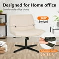 thumbnail image 4 of FDW Criss Cross Chair Armless Cross Legged Office Desk Chair Adjustable Swivel Ergonomic Desk Chair No Wheels U Shaped Backrest with Wide Seat Native Sponge Computer Task Vanity Chair for Home Office, 4 of 7