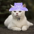 thumbnail image 6 of Pet Sun Hat for Cats, Breathable Cat Sun Hat with Earholes for Small Cats and Puppies, Lightweight Terylene Summer Outdoor Hat, UV Protection Wide Brim Pet Hat, Blue/Yellow/Purple 10in, 6 of 7