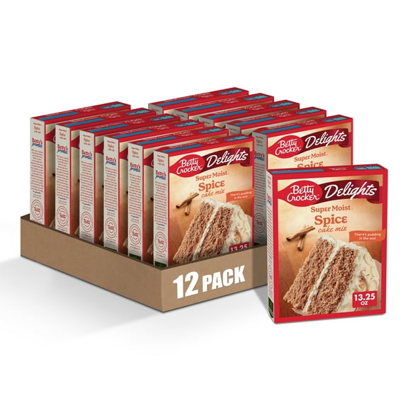 (12 pack) Betty Crocker Delights Super Moist Spice Cake Mix, 13.25 oz