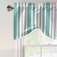 thumbnail image 4 of Aqua Grey Stripe Tie Up Valance Curtains for Windows, Kitchen Curtains Window Treatments, Farmhouse Minimalist Striped Short Window Shades Valances for Bedroom Bathroom Cafe 42"x12", 4 of 8