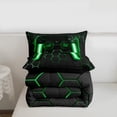 thumbnail image 4 of Game Bedding Sets ,Gaming Comforter Set Full, Gamer Duvet Set Neon Lights Gamepad Bed Set For Teen Men Bedroom,Geometry Honeycomb Hexagon Comforter With 2 Pillow Shams,Green Grey, 4 of 7