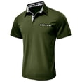thumbnail image 4 of Yifymode Men's Classic Fit Short Sleeve Polo Shirt, Plaid Trim Collar Pocket Business Casual Top Army Green L, 4 of 7