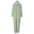 thumbnail image 5 of mgoYE Women Fuzzy Onesie One Piece Pajamas Warm Plush Hooded Jumpsuits Lounge Rompers Fluffy Winter Sleepwear(Light Green,XL), 5 of 6