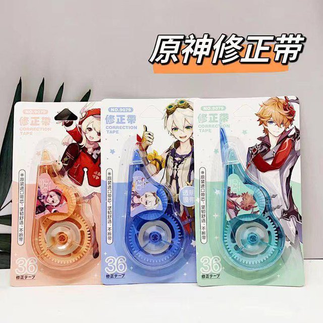 Juego Escolar De Impacto Genshin Raiden shogun kamisato ayaka chong yun kaedehara kazuha Papelería Volver A La Escuela Suministros De Cinta Correctora Rodillo Regalo Para Niños Gao Jiahui unisex