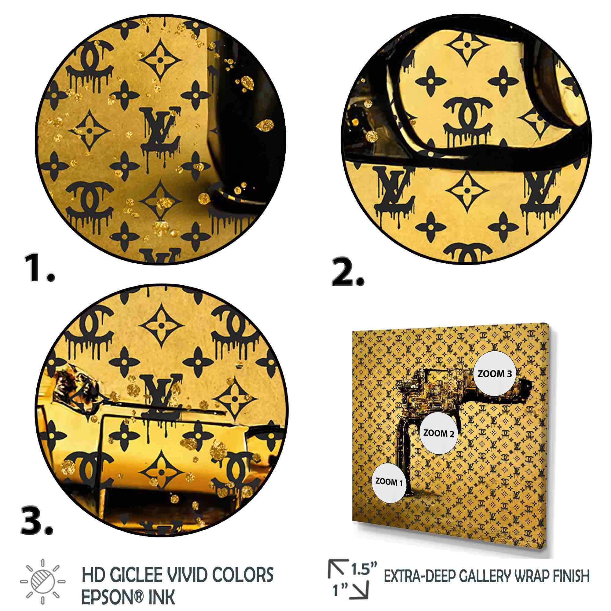 Designart Gold Designer Pistol V Canvas Wall Art