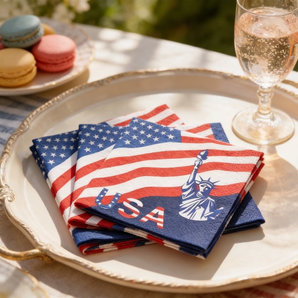 Americans Flag Independence Day Party Supplies Paper Plates Tissue Cups Holiday Party Tableware One Time Holiday Tableware
