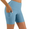thumbnail image 3 of CFLVAEK Womens Biker Shorts with Pockets High Rise Butt Lift Tummy Control Biker Shorts Summer Running Yoga Shorts Sky Blue XXL, 3 of 10