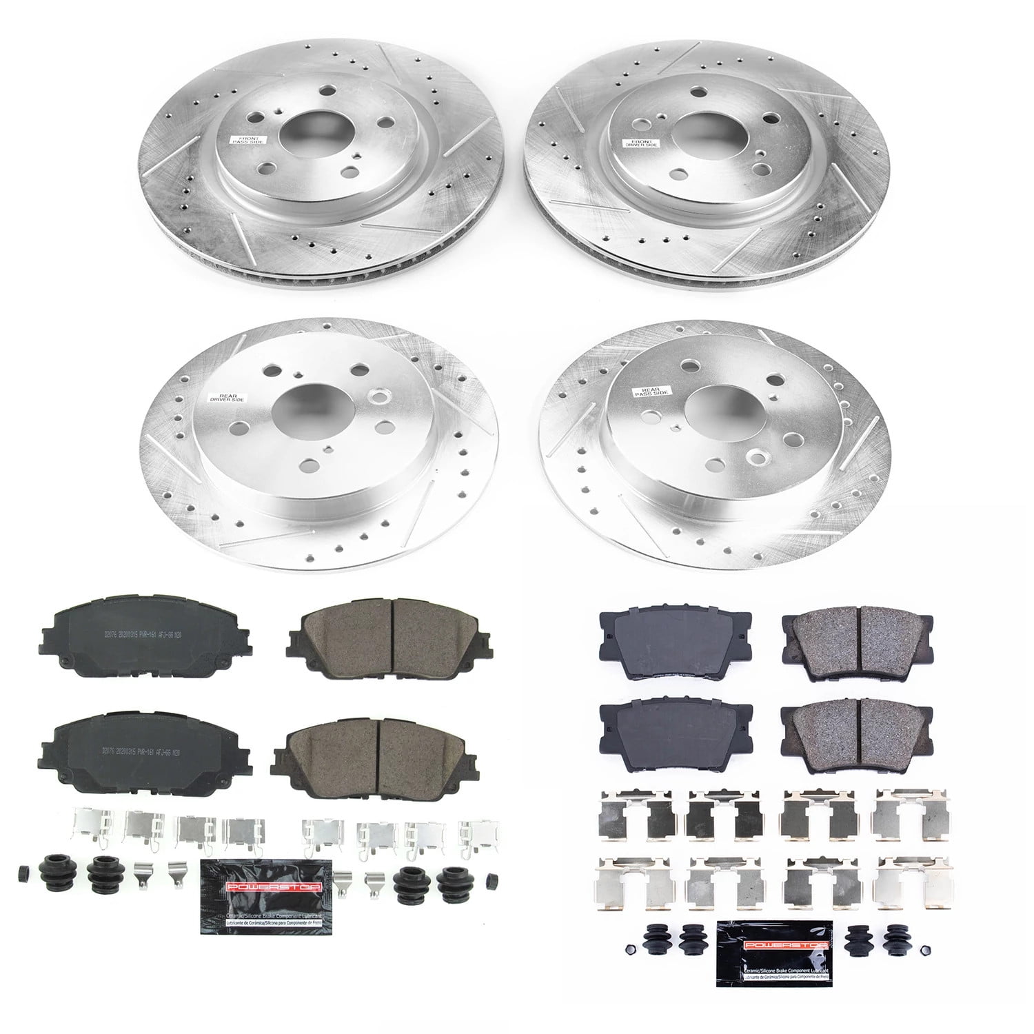 PowerStop Front and Rear Z23 Evolution Sport Carbon-Fiber Ceramic Brake Pad and Drilled & Slotted Rotor Kit Fits: TOYOTA Select Models K7931