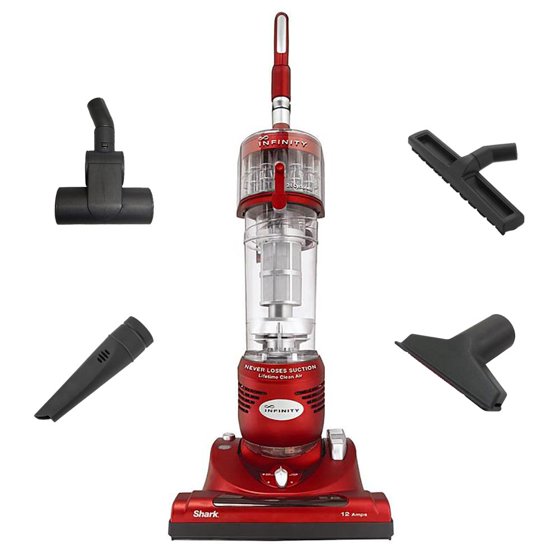 Shark Infinity EuroPro Cyclonic Upright Bagless Vacuum with Tools, Red