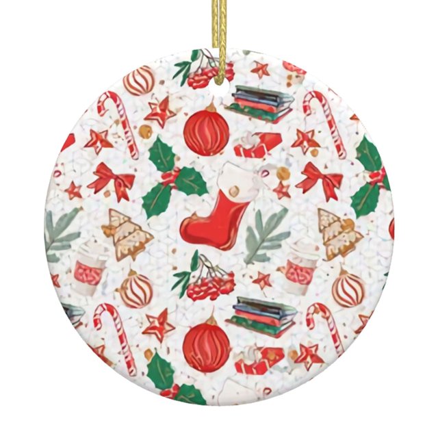 Adorno navideño colgante de Feliz Navidad para árbol de Navidad - Decoraciones colgantes de cerámica para fiestas - Ideas para regalar adornos navideños