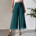 thumbnail image 2 of VBVC Women's High Waisted Chiffon Wide Leg Cropped Pants , Breathable Flowy Palazzo Pants For Women , Ladies' Casual Beach Trousers with Pockets,Green,S-2XL, 2 of 8